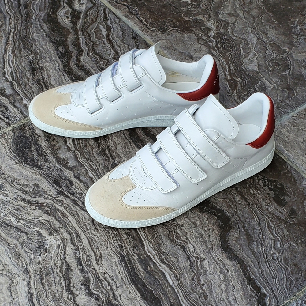 Isabel Marant Beth Mixed Leather Velcro Sneakers, FR 40/US 9